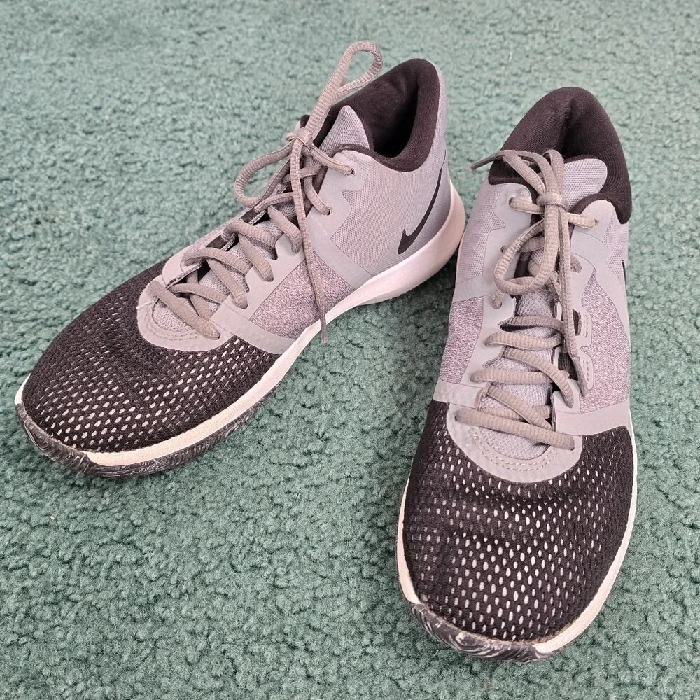 Nike Air Precision II Men Size 8 Basketball Shoes Grey Black‎ Mesh AA7069-011